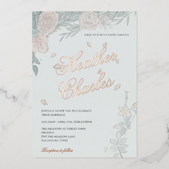 Serenity Wedding Invitation Foil Invitation (Front)