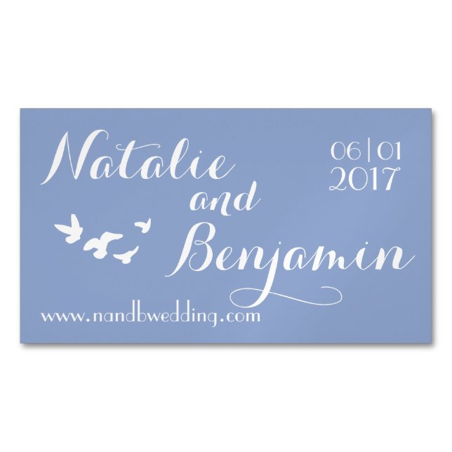 Serenity Wedding | Wedding Website & Date Business Card Magnet (Front)