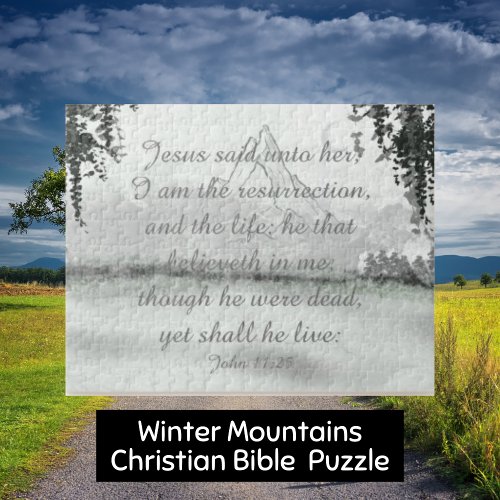 SERENITY Winter Mountains Christian Bible Quote  Jigsaw Puzzle