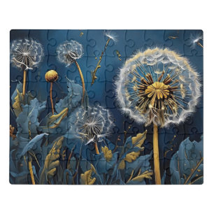 Serenity with Dandelions in Nightsky AI Art Jigsaw Puzzle