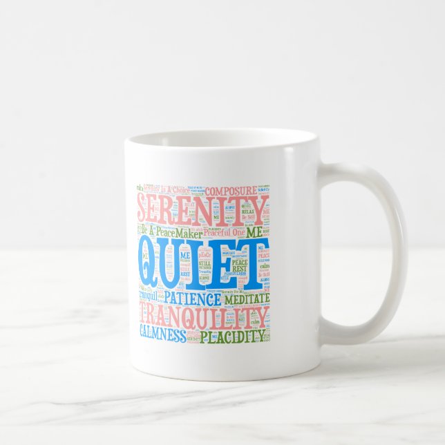 Serenity Word Cloud Coffee Mug (Right)
