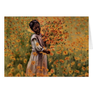 Serenity - young girl in field of flowers cards