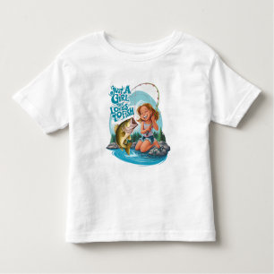 Serenitys Catch: Girl Fishing on a Rock Toddler T-shirt