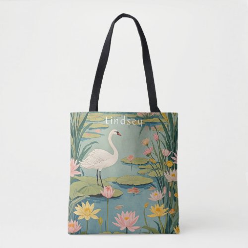 Serenitys Grace Lily Pond Swan Tote Bag