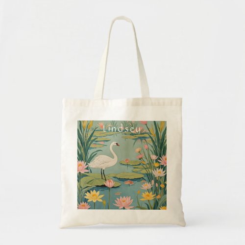 Serenitys Grace Lily Pond Swan Tote Bag