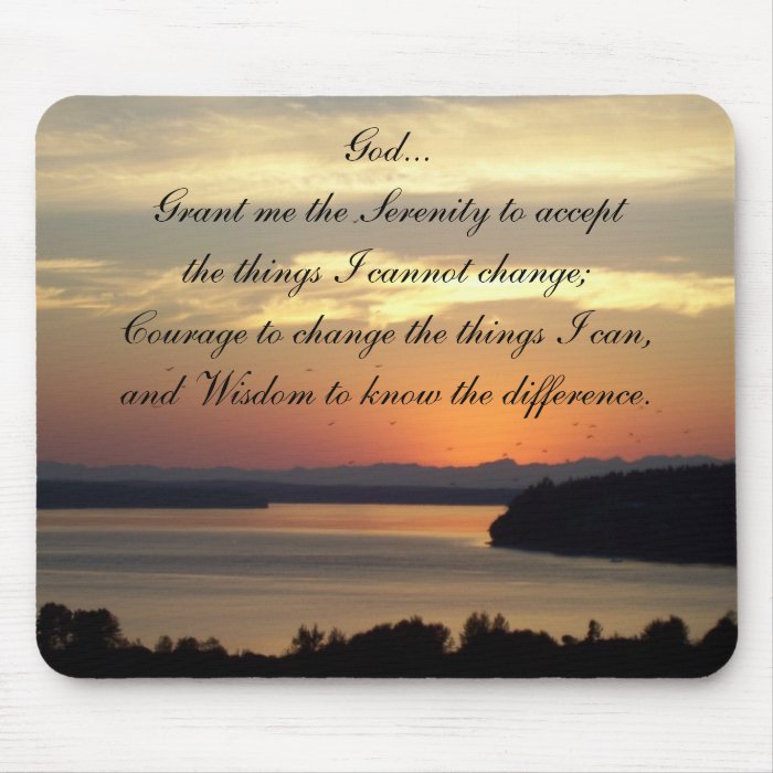 Serentity Prayer Seascape Sunset Mousepad