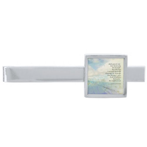 Serentiy Prayer Clouds and Highway Silver Finish Tie Clip