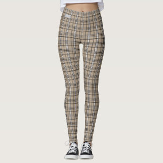 SERESHKI COLLECTION Grey Beige Plaid Leggings