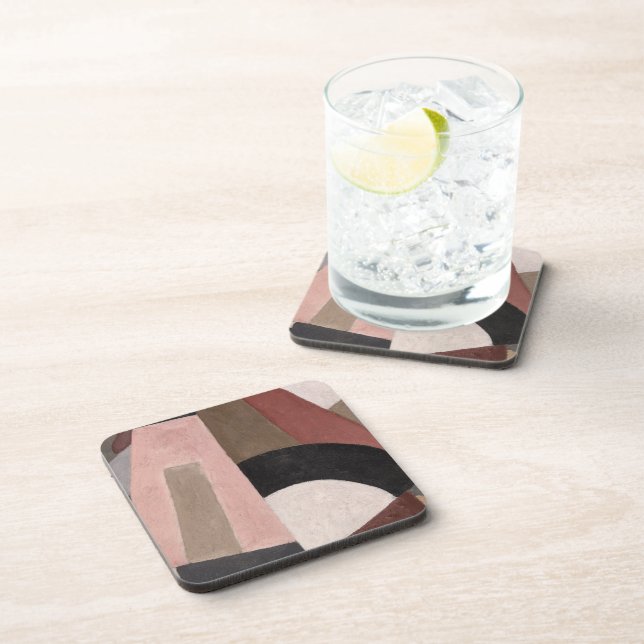Serge Charchoune Composition Cubist Earth Tone Beverage Coaster (Right Side)