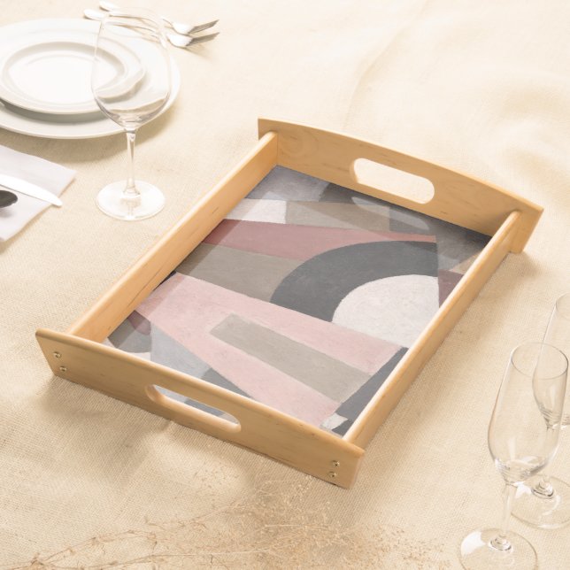 Serge Charchoune Composition Cubist Earth Tone Serving Tray (Front)