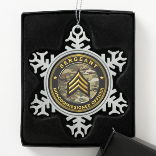 Sergeant Christmas Snowflake Pewter Christmas Ornament