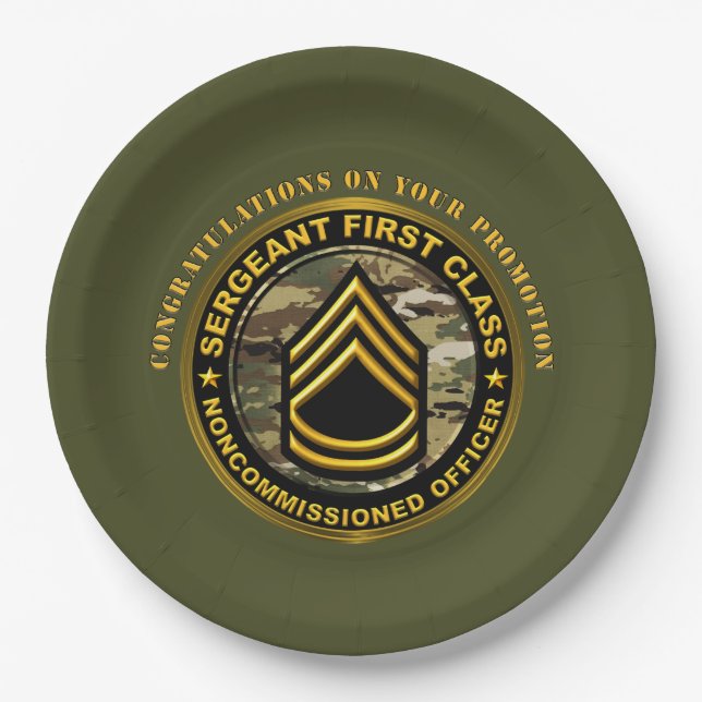 Sergeant First Class  Promotion Paper Plates (Front)