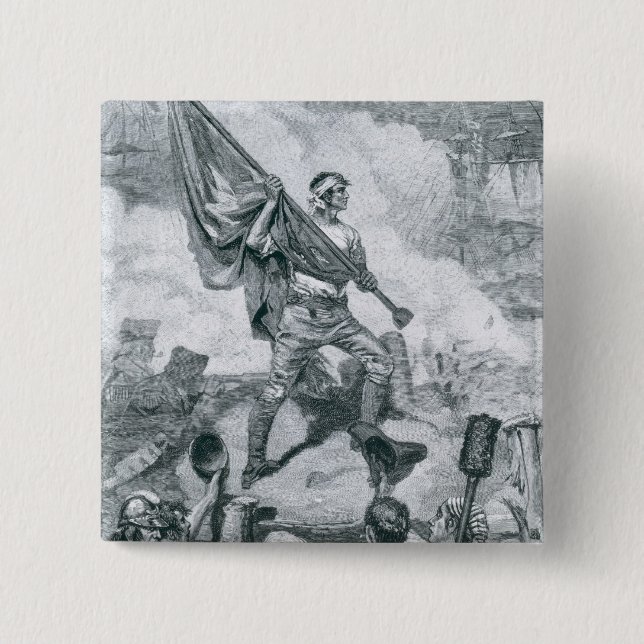 Sergeant Jasper at the Battle of Fort Moultrie Pinback Button (Front)