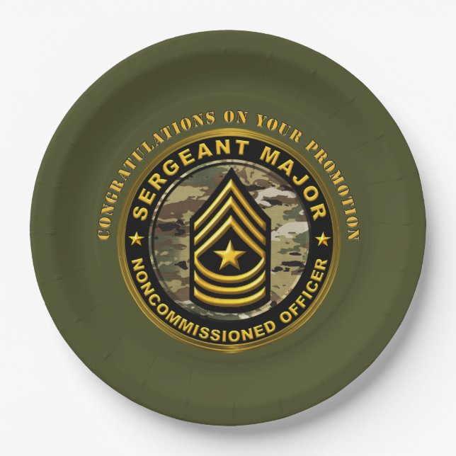 Sergeant Major Promotion Paper Plates (Front)