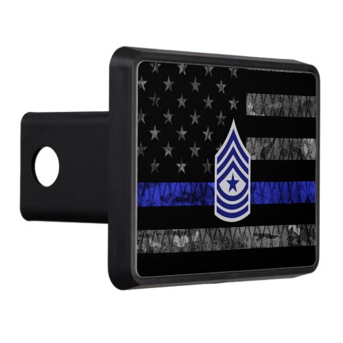 Sergeant Major Thin Blue Line Distressed Flag Hitch Cover