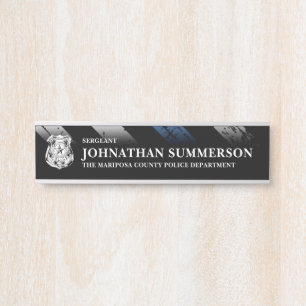 Sergeant Police Department Blue Line Logo Employee Door Sign