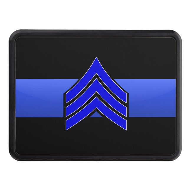 Sergeant Rank- Thin Blue Line Hitch Cover (Front)