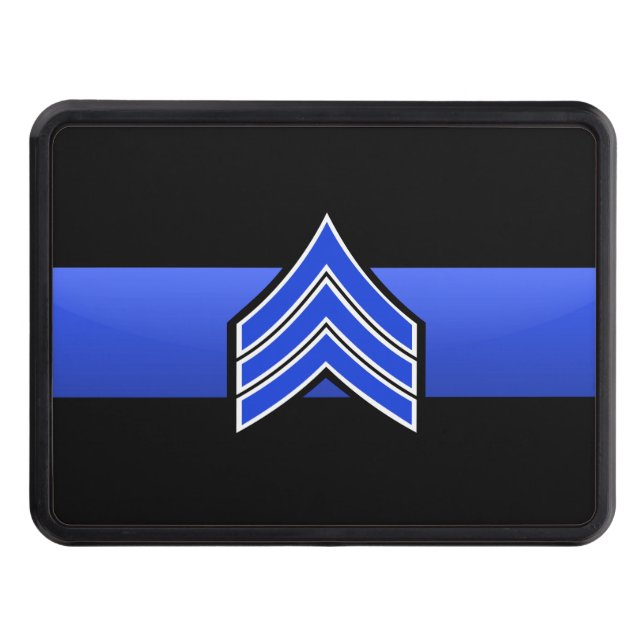 Sergeant Rank- Thin Blue Line Hitch Cover (Front)