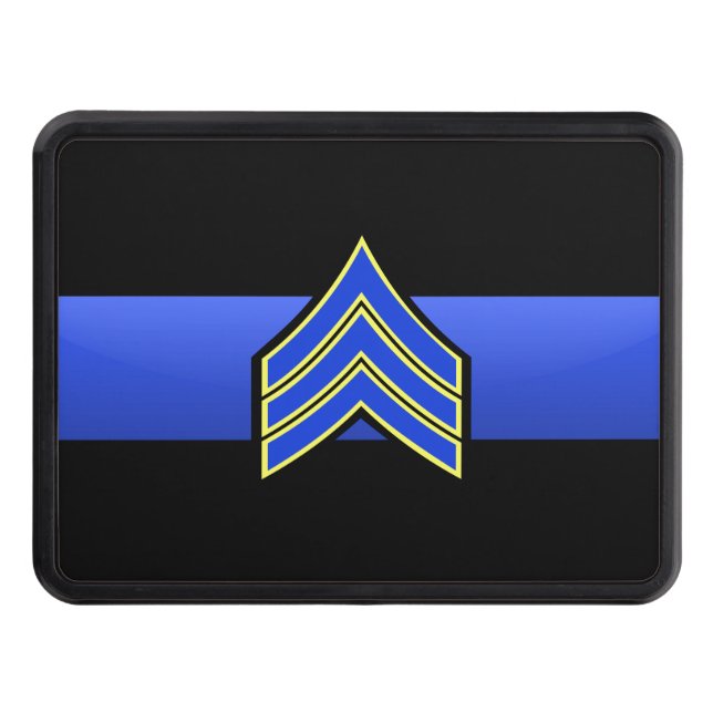 Sergeant Rank- Thin Blue Line Hitch Cover (Front)
