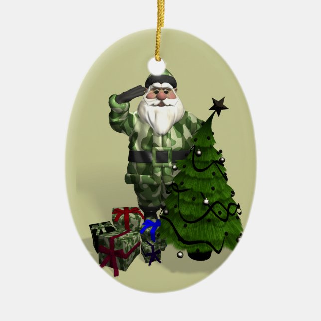Sergeant Santa Claus Ceramic Ornament (Front)