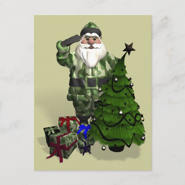 Sergeant Santa Claus Holiday Postcard (Front)