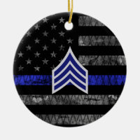 Sergeant Stripes Thin Blue Line Distressed Flag