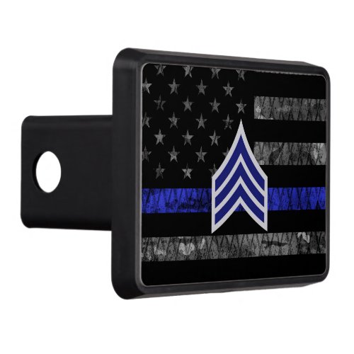 Sergeant Stripes Thin Blue Line Distressed Flag Hitch Cover