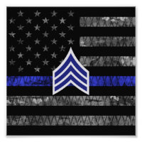 Sergeant Stripes Thin Blue Line Distressed Flag