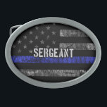 Sergeant Thin Blue Line Distressed Flag Belt Buckle<br><div class="desc">Sergeant Thin Blue Line Distressed Flag</div>