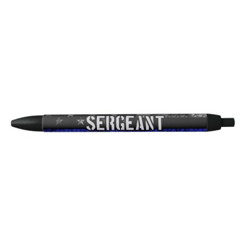 Sergeant Thin Blue Line Distressed Flag Black Ink Pen