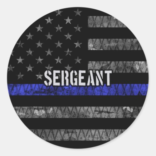 Sergeant Thin Blue Line Distressed Flag Classic Round Sticker