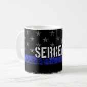 Sergeant Thin Blue Line Distressed Flag Coffee Mug (Front Left)