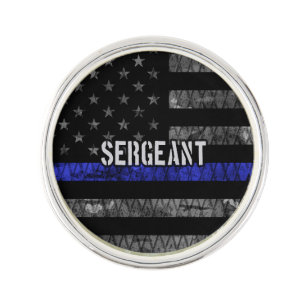 Sergeant Thin Blue Line Distressed Flag Lapel Pin