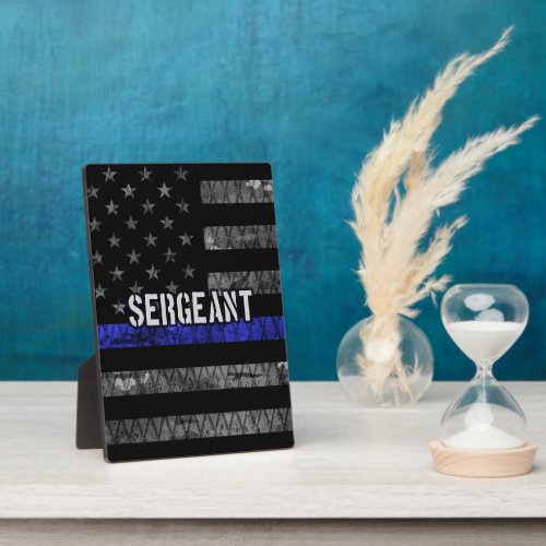 Sergeant Thin Blue Line Distressed Flag Plaque