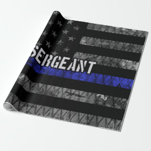 Sergeant Thin Blue Line Distressed Flag Wrapping Paper