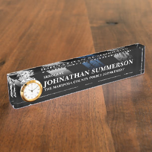 Sergeant Thin Blue Line Logo Police Department Desk Name Plate