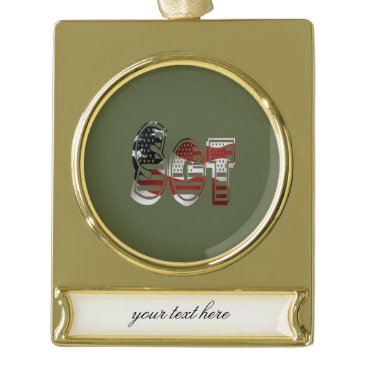 Sergeant USA Military Army Green American SGT Gold Plated Banner Ornament Sergeant USA Military Army Green American SGT Gold Plated Banner Ornament