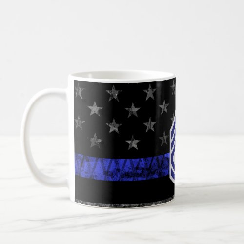 Sergeant with Diamond Thin Blue Line Distressed Fl Coffee Mug