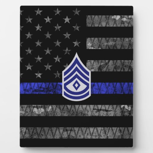 Sergeant with Diamond Thin Blue Line Distressed Fl Plaque