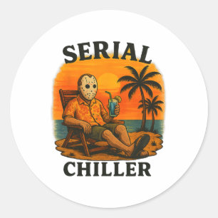 Serial Chiller Funny Horror Hockey Mask Vacation Classic Round Sticker