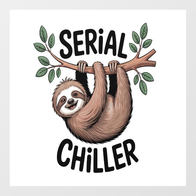 Serial Chiller Sloth Hanging from Branch Wall Decal (Front)