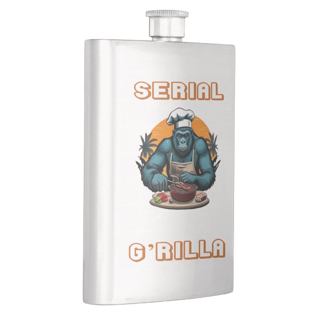 Serial G'rilla Master BBQ Griller Fun Pun Flask (Right)