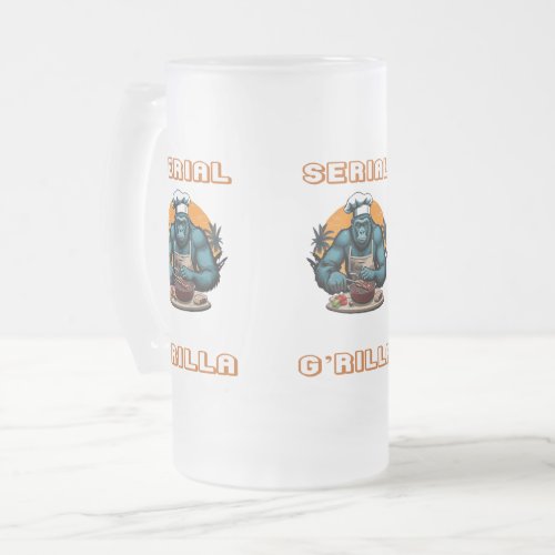 Serial Grilla Master BBQ Griller Fun Pun Frosted Glass Beer Mug