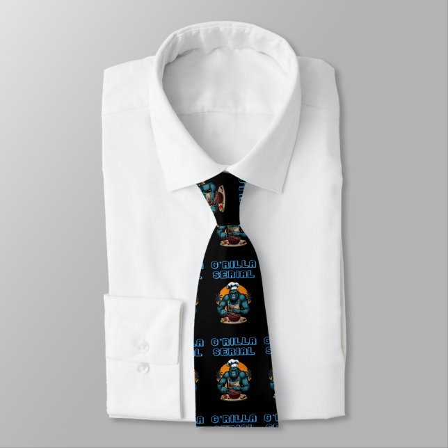 Serial G'rilla Master BBQ Griller Fun Pun Neck Tie (Tied)