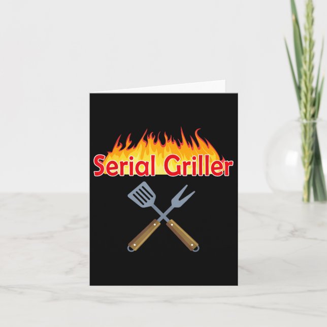 Serial Griller Funny Bbq Gift  Card (Front)