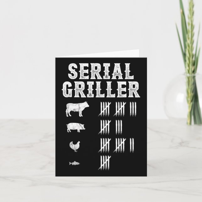 Serial Griller Funny Grilling Grill Bbq Master Fun Card (Front)