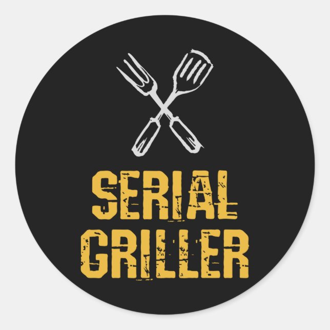 Serial griller Grill BBQ master Grill cutlery Classic Round Sticker (Front)