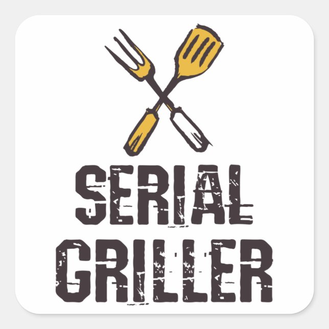 Serial griller Grill BBQ master Grill cutlery Square Sticker (Front)