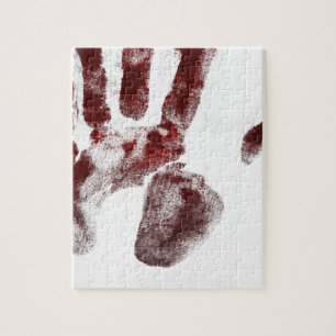 Serial killer blood handprint jigsaw puzzle