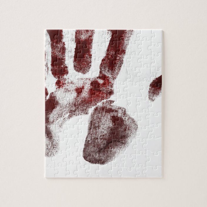 Serial killer blood handprint jigsaw puzzle